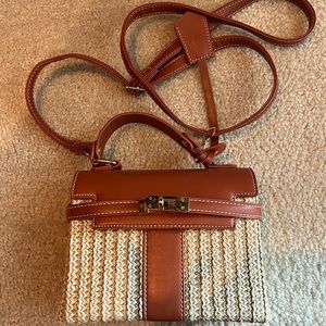 Rattan leather purse